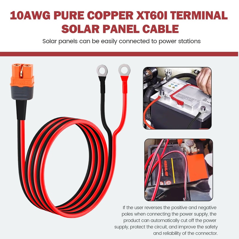 XT60 Charge Extension Cable With Ring Terminal Connector For Solar Battery And Electric Systems 1