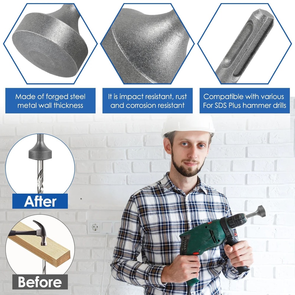 Heavy Duty Ground Rod Driver SDS Plus T Post Driver Tool For Rotary Hammer Drills 3