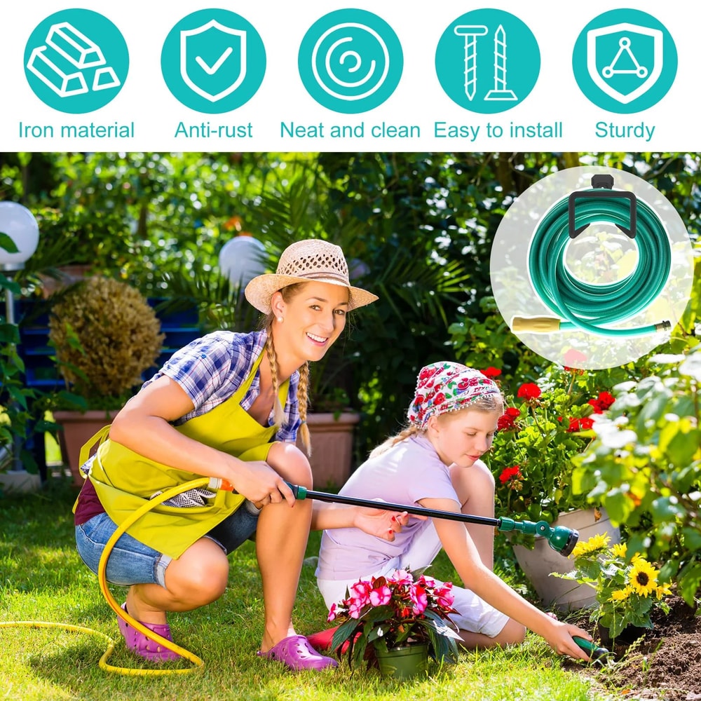 Heavy Duty Wall Mounted Garden Hose Holder Metal Hose Hanger For Outdoor Storage 1