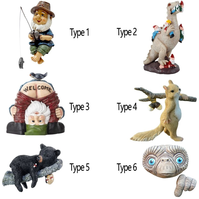Funny Garden Statue Resin Yard Decor Animal And Gnome Sculpture Wall Mounted Outdoor Ornament 4