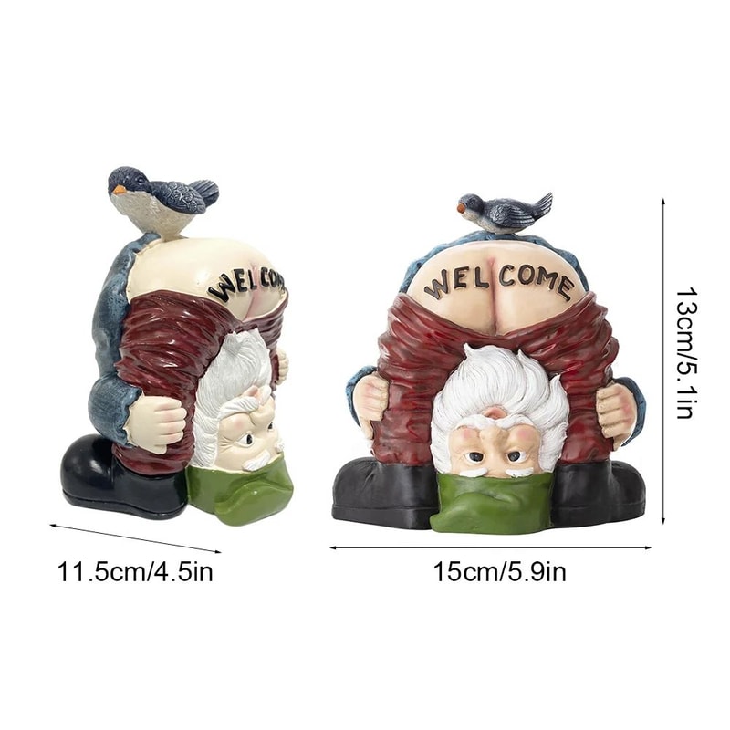 Funny Garden Statue Resin Yard Decor Animal And Gnome Sculpture Wall Mounted Outdoor Ornament 8