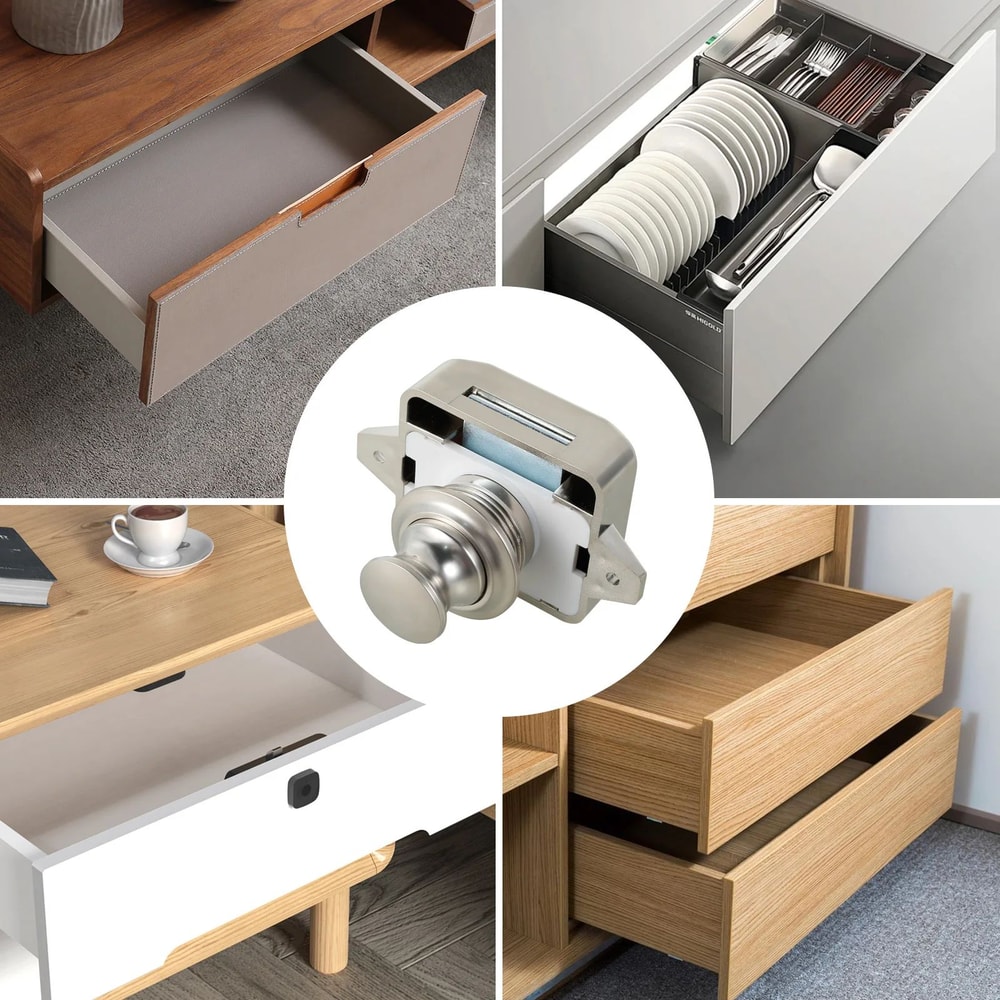 Push Button Cabinet Latch Set Keyless Door Catch For RV Drawers And Cupboards 2