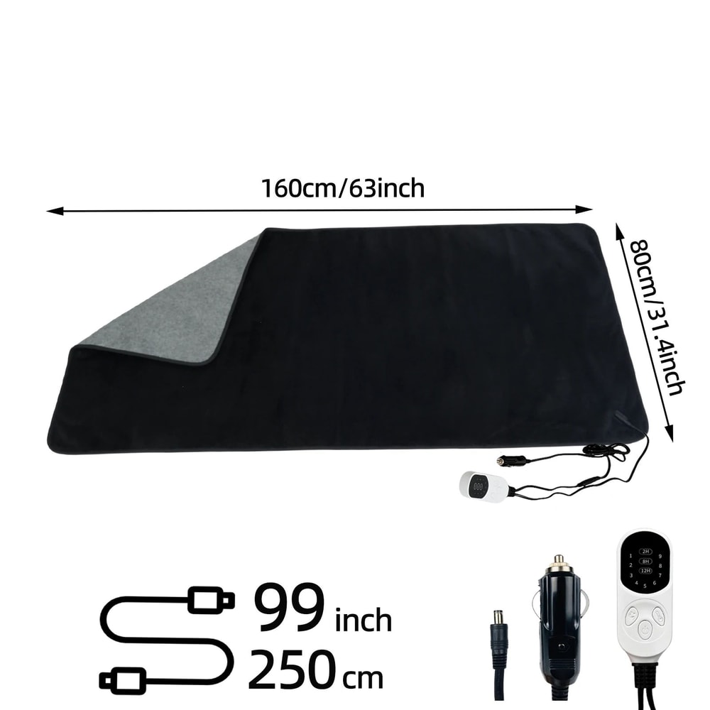 12V Heated Car Blanket With Adjustable Heat And Timer Control 2