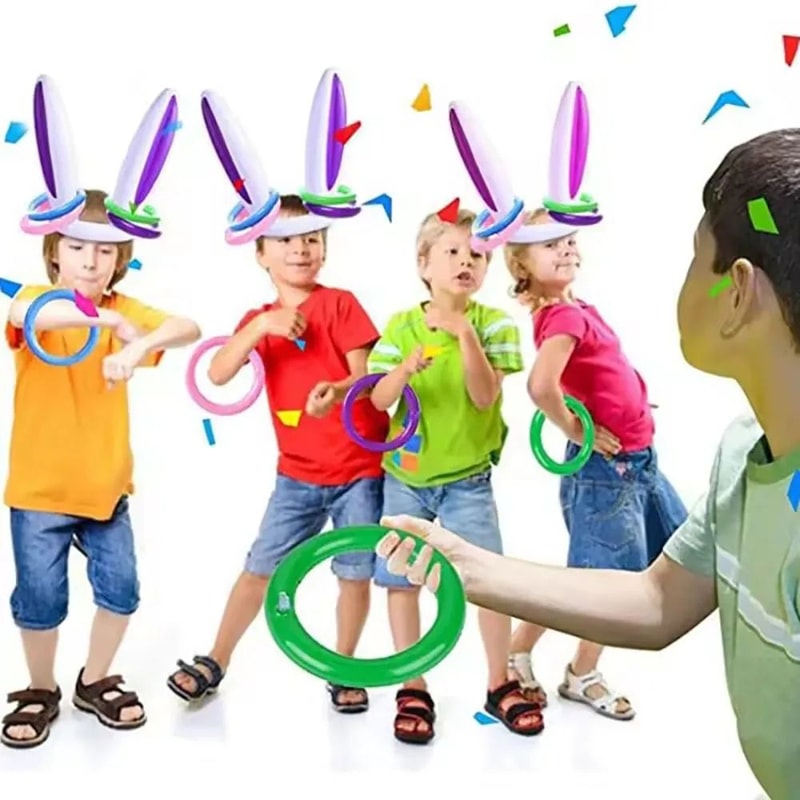 Inflatable Bunny Ears Ring Toss Game For Kids Party Fun 5