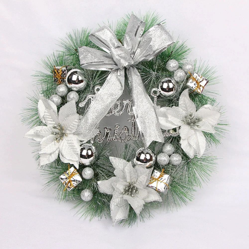 Pink Christmas Pine Wreath Door Hanging Holiday Decoration 8