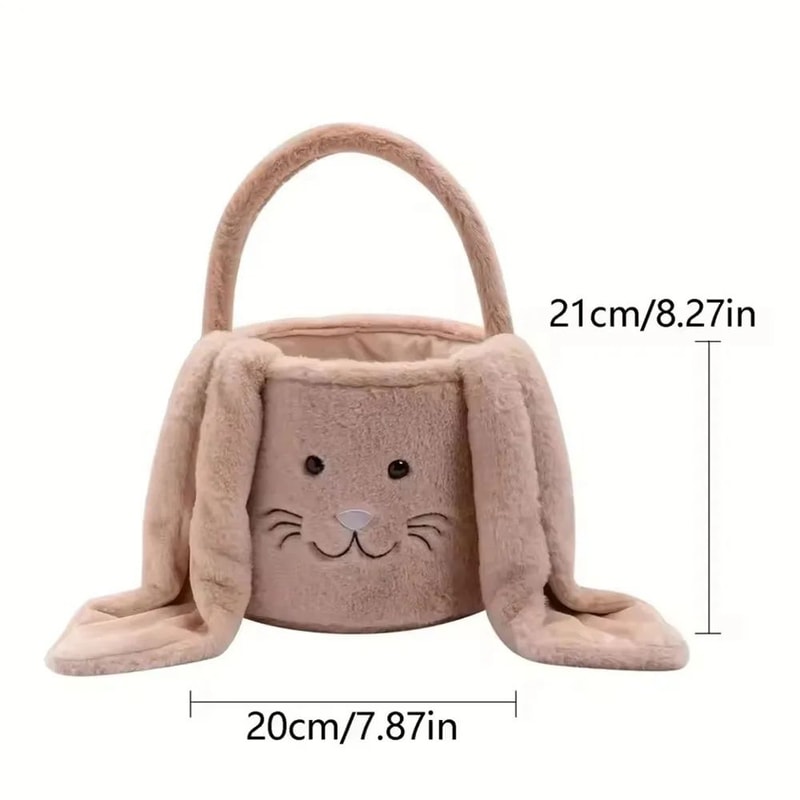 Cute Plush Easter Bunny Basket For Candy And Egg Hunting Gifts 4