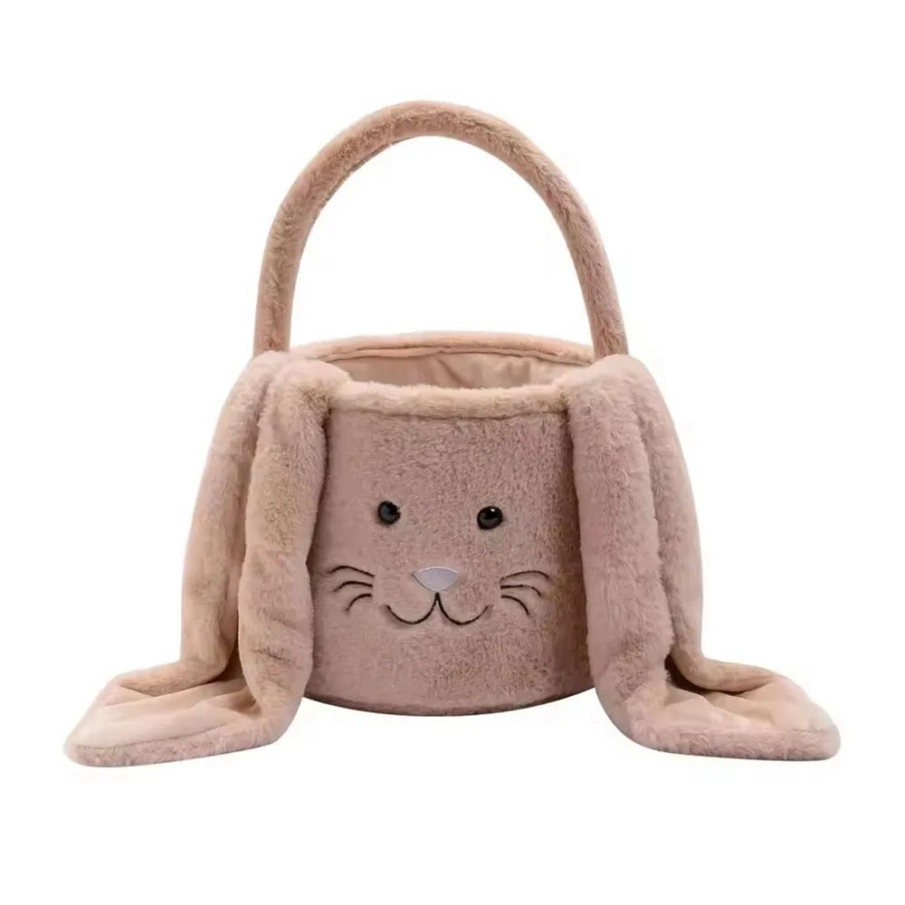Cute Plush Easter Bunny Basket For Candy And Egg Hunting Gifts 7