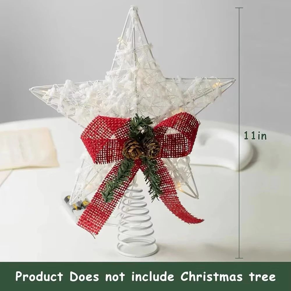Light Up Glitter Star Christmas Tree Topper With Snowflake Design 3