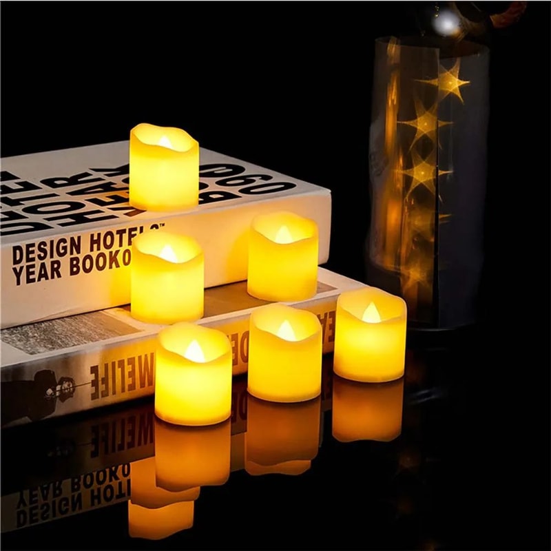 Flameless LED Tea Light Candles Set Warm White Battery Operated Lights 3