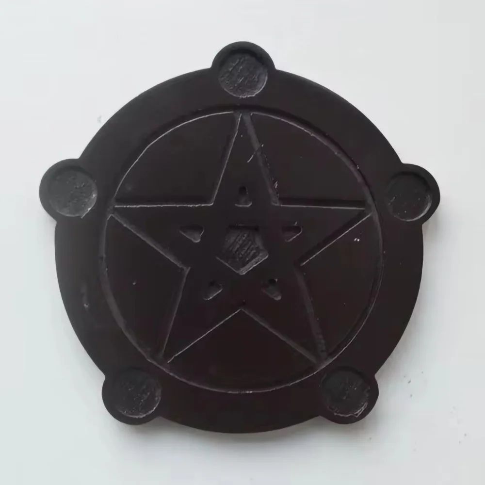 Wooden Pentagram Candle Holder Set With Ritual Plate For Altar Decor 6