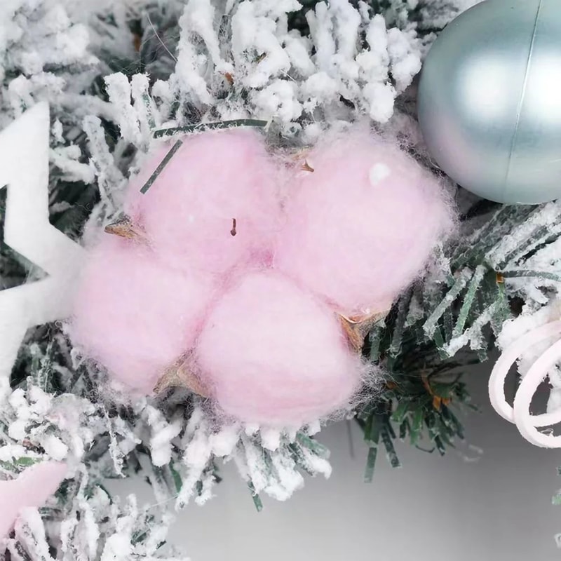 Pink Snowflake Christmas Wreath Door Hanging Holiday Decoration 4