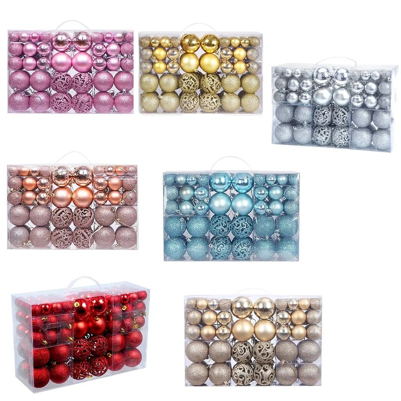 100 Piece Shatterproof Christmas Ball Ornaments Set For Tree Decoration 0
