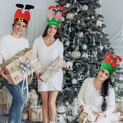 funny christmas elf santa hat beanie festive holiday party headwear