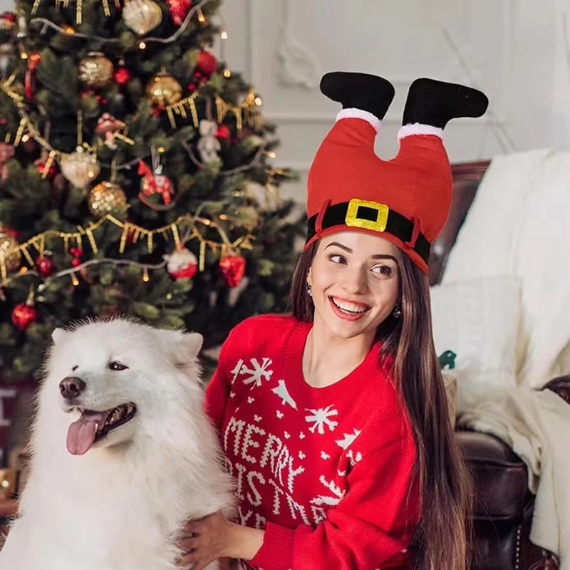 Funny Christmas Elf Santa Hat Beanie Festive Holiday Party Headwear 2