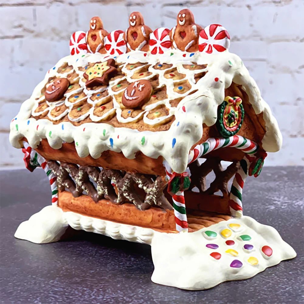 Ceramic Gingerbread Hamster House Cozy Small Pet Hideout Christmas Decor 0