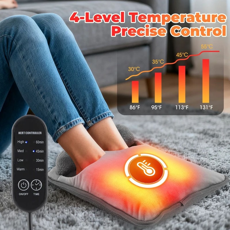 Electric Foot Heating Pad USB Plush Foot Warmer Cozy Heated Foot Mat 0