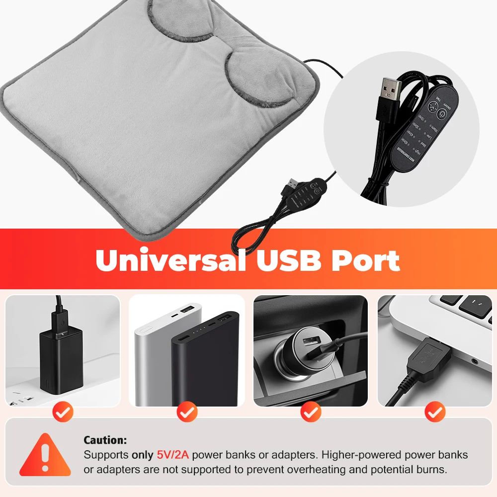 Electric Foot Heating Pad USB Plush Foot Warmer Cozy Heated Foot Mat 3