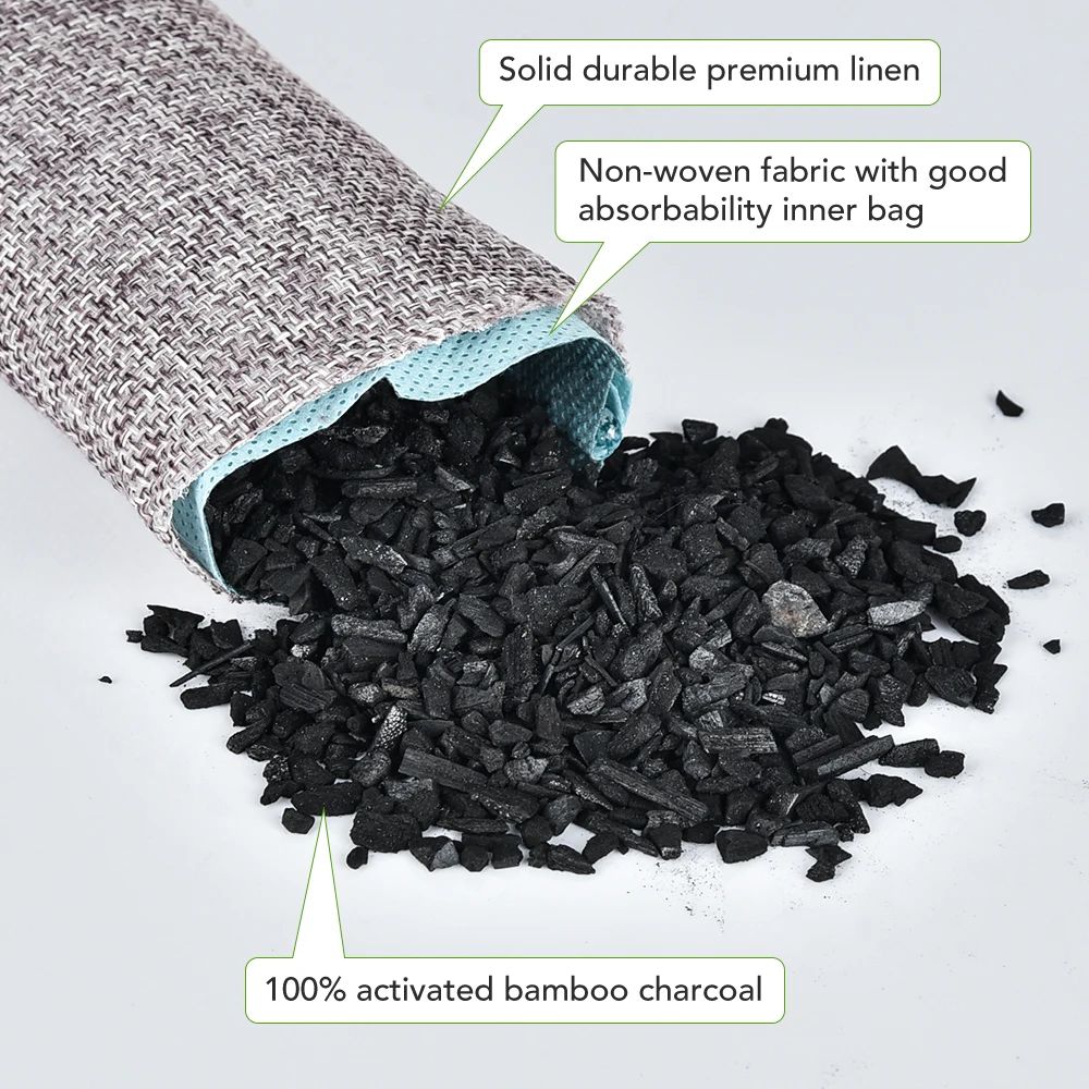 Bamboo Charcoal Air Purifying Bags Odor Absorber And Moisture Eliminator Set 2
