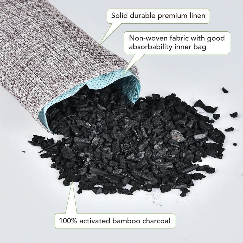 Bamboo Charcoal Air Purifying Bags Odor Absorber And Moisture Eliminator Set 2