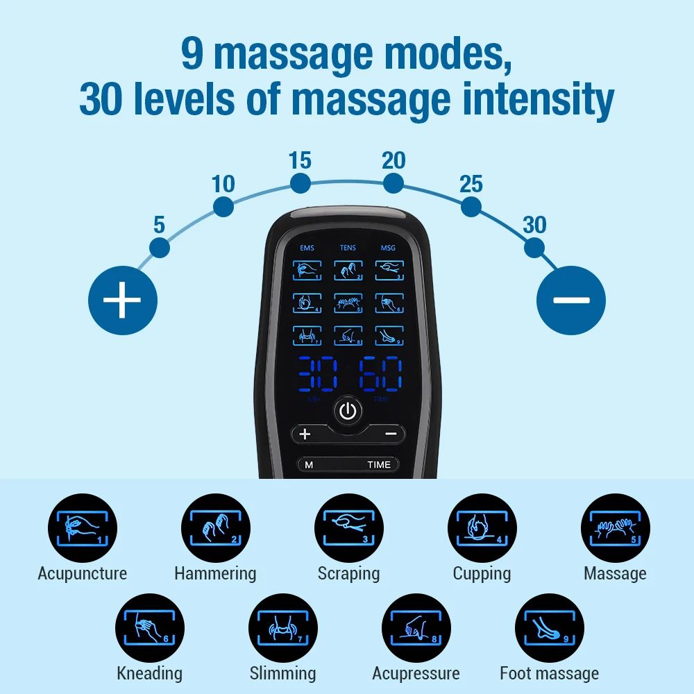 EMS Muscle Stimulator TENS Body Massager Electric Therapy Device With Pads 3