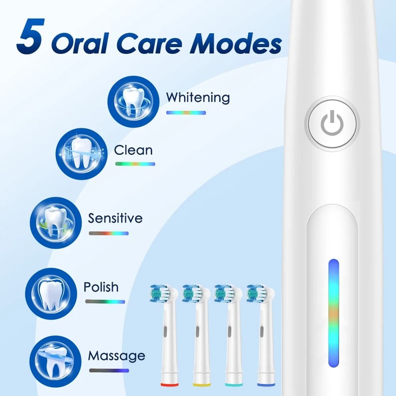 Rotary Electric Toothbrush Rechargeable Deep Cleaning Toothbrush With 8 Brush Heads 4