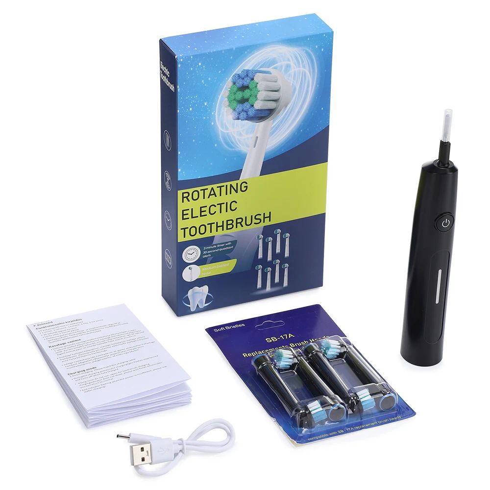Rotary Electric Toothbrush Rechargeable Deep Cleaning Toothbrush With 8 Brush Heads 6