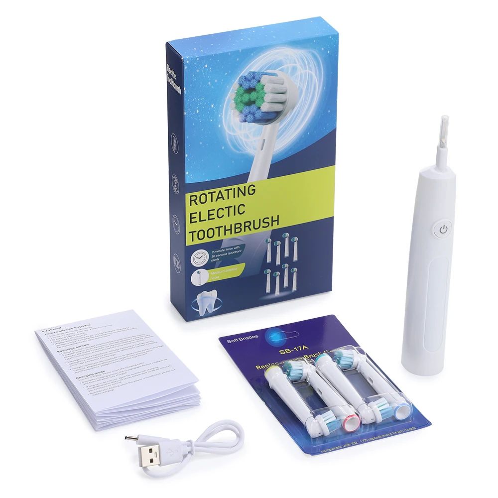 Rotary Electric Toothbrush Rechargeable Deep Cleaning Toothbrush With 8 Brush Heads 7