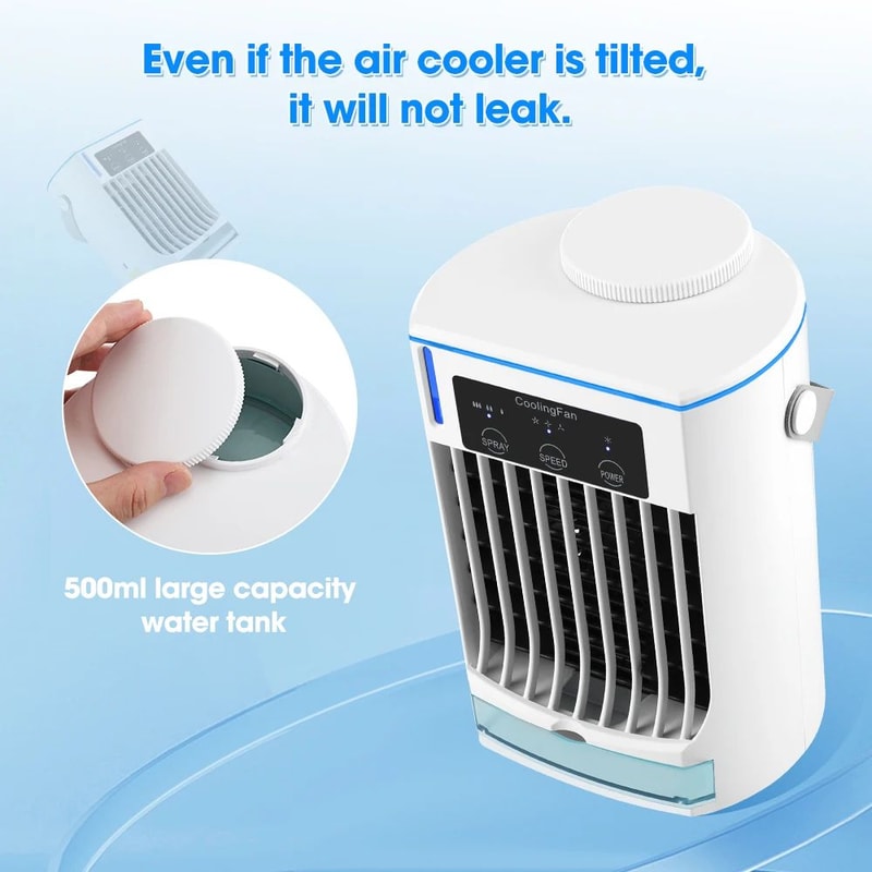 Portable Mini Air Conditioner USB Air Cooler Fan With Humidifier And Ice Cooling 4