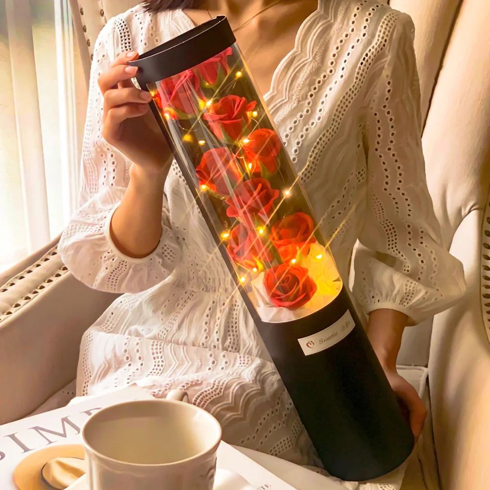 LED Eternal Rose Bouquet Gift Dome With Fairy Lights Romantic Flower Display 0