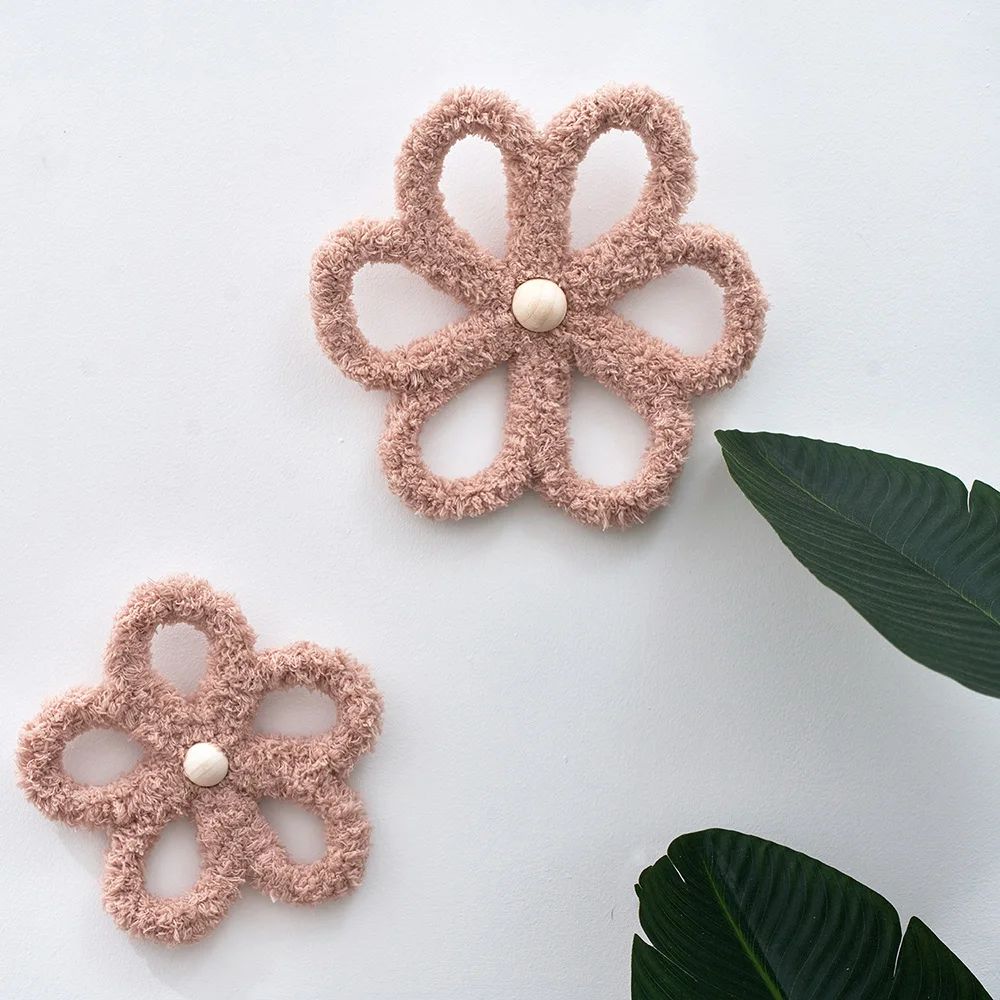 Bohemian Daisy Flower Wall Decor Woven Hanging Decoration Set 3