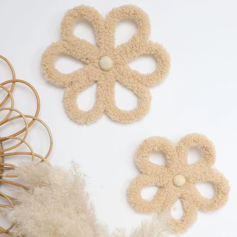 Bohemian Daisy Flower Wall Decor Woven Hanging Decoration Set 7