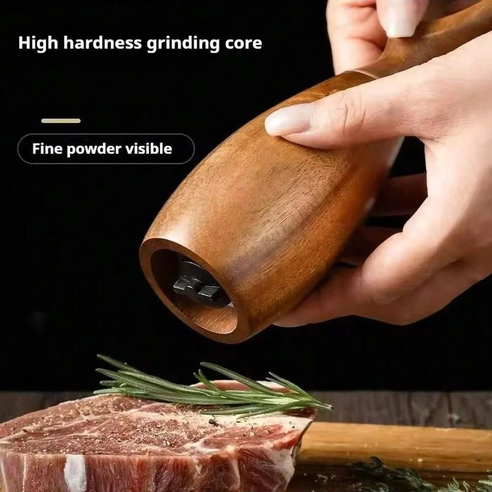 Wooden Salt And Pepper Grinder Set With Adjustable Ceramic Core And Storage Rack 1