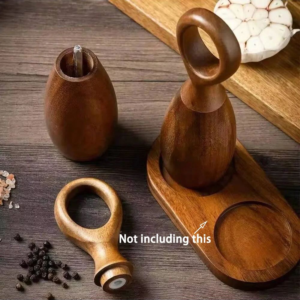 Wooden Salt And Pepper Grinder Set With Adjustable Ceramic Core And Storage Rack 2