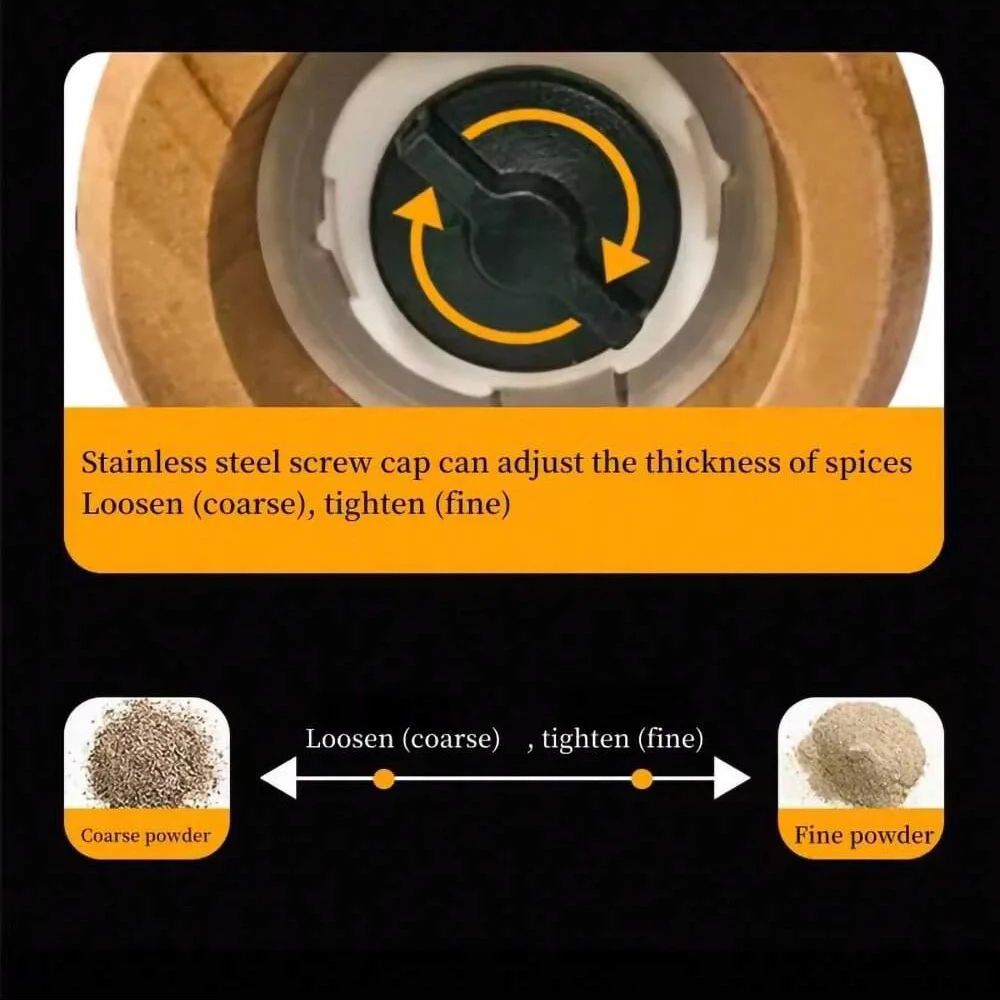 Wooden Salt And Pepper Grinder Set With Adjustable Ceramic Core And Storage Rack 5