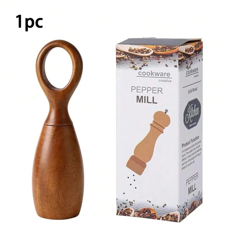 Wooden Salt And Pepper Grinder Set With Adjustable Ceramic Core And Storage Rack 6