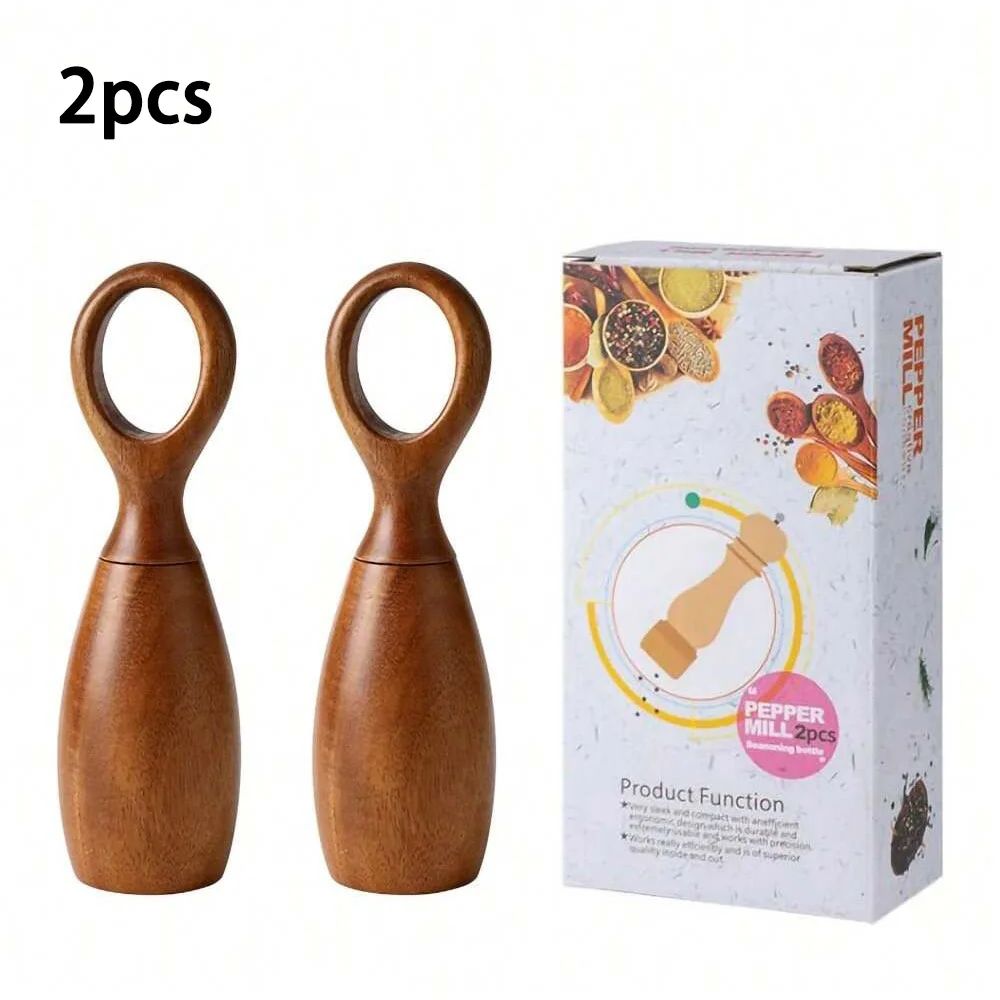 Wooden Salt And Pepper Grinder Set With Adjustable Ceramic Core And Storage Rack 7