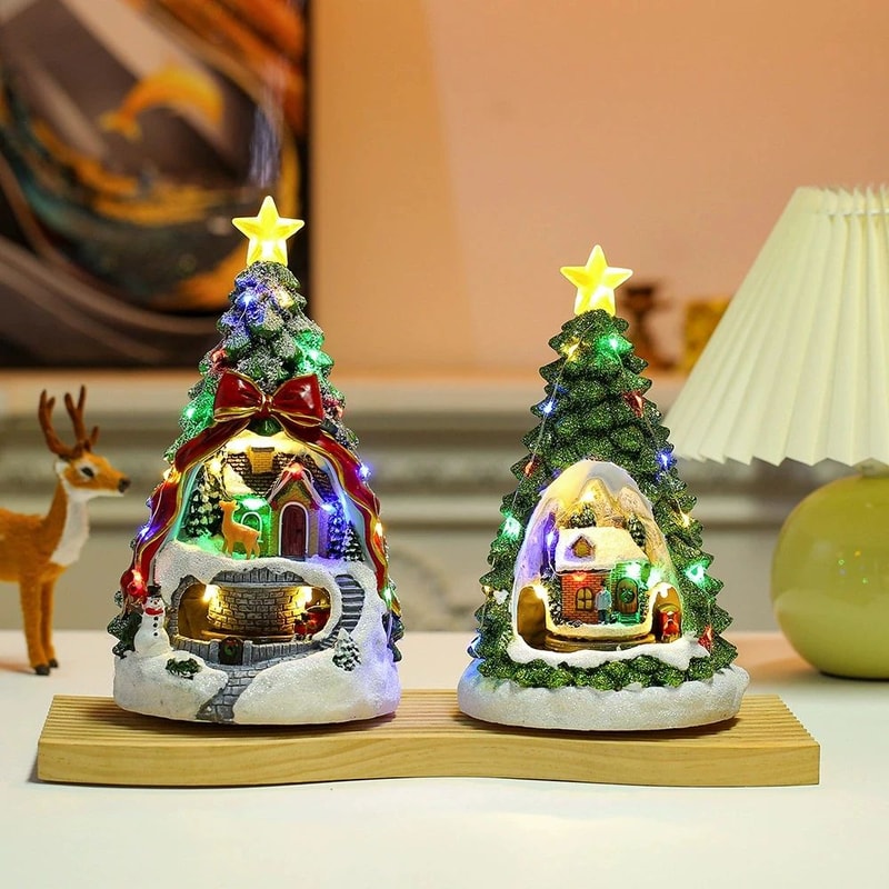 Christmas Tree Music Box With Rotating Train Holiday Decoration Gift 2