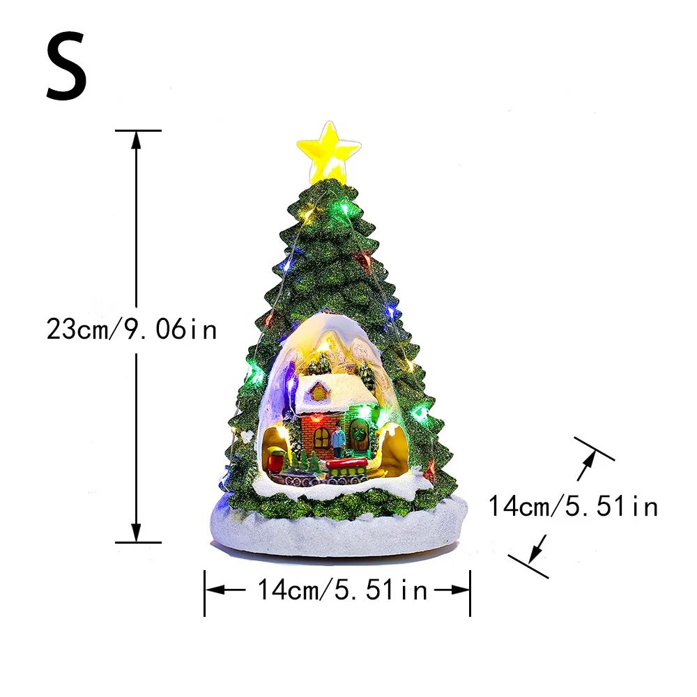 Christmas Tree Music Box With Rotating Train Holiday Decoration Gift 6