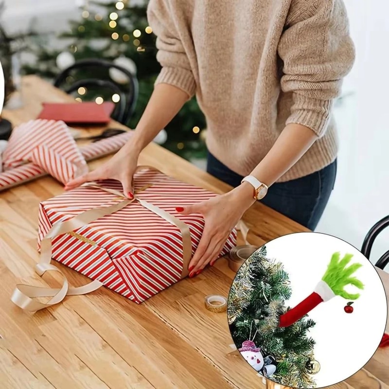 Elf Arms Christmas Tree Decoration Furry Hanging Ornament For Holiday Decor 4