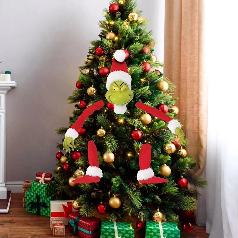 Grinch Style Christmas Tree Topper Set Elf Arms Legs Head Decoration Kit 0