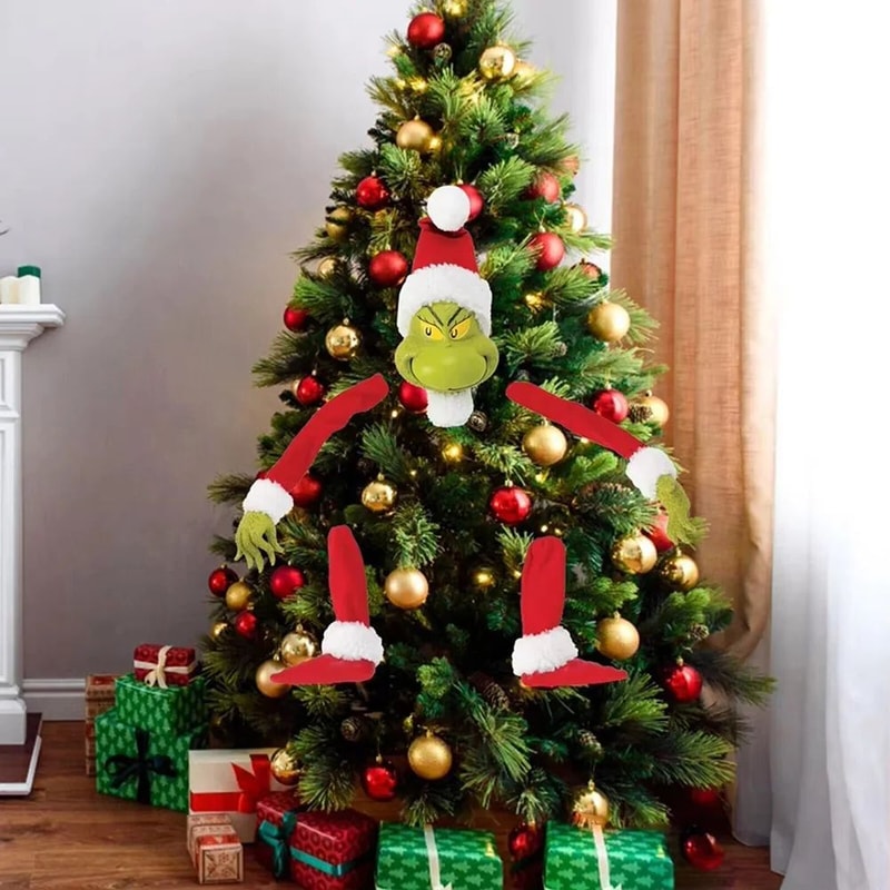 Grinch Style Christmas Tree Topper Set Elf Arms Legs Head Decoration Kit 0