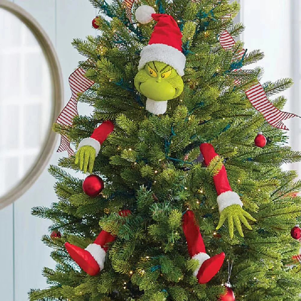Grinch Style Christmas Tree Topper Set Elf Arms Legs Head Decoration Kit 3