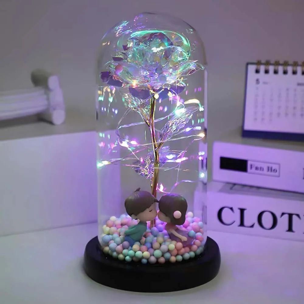 Galaxy Rose Glass Dome Eternal Flower Gift With LED Light For Mom And Loved Ones 2
