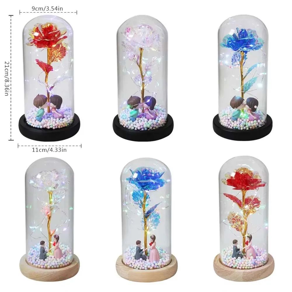 Galaxy Rose Glass Dome Eternal Flower Gift With LED Light For Mom And Loved Ones 4