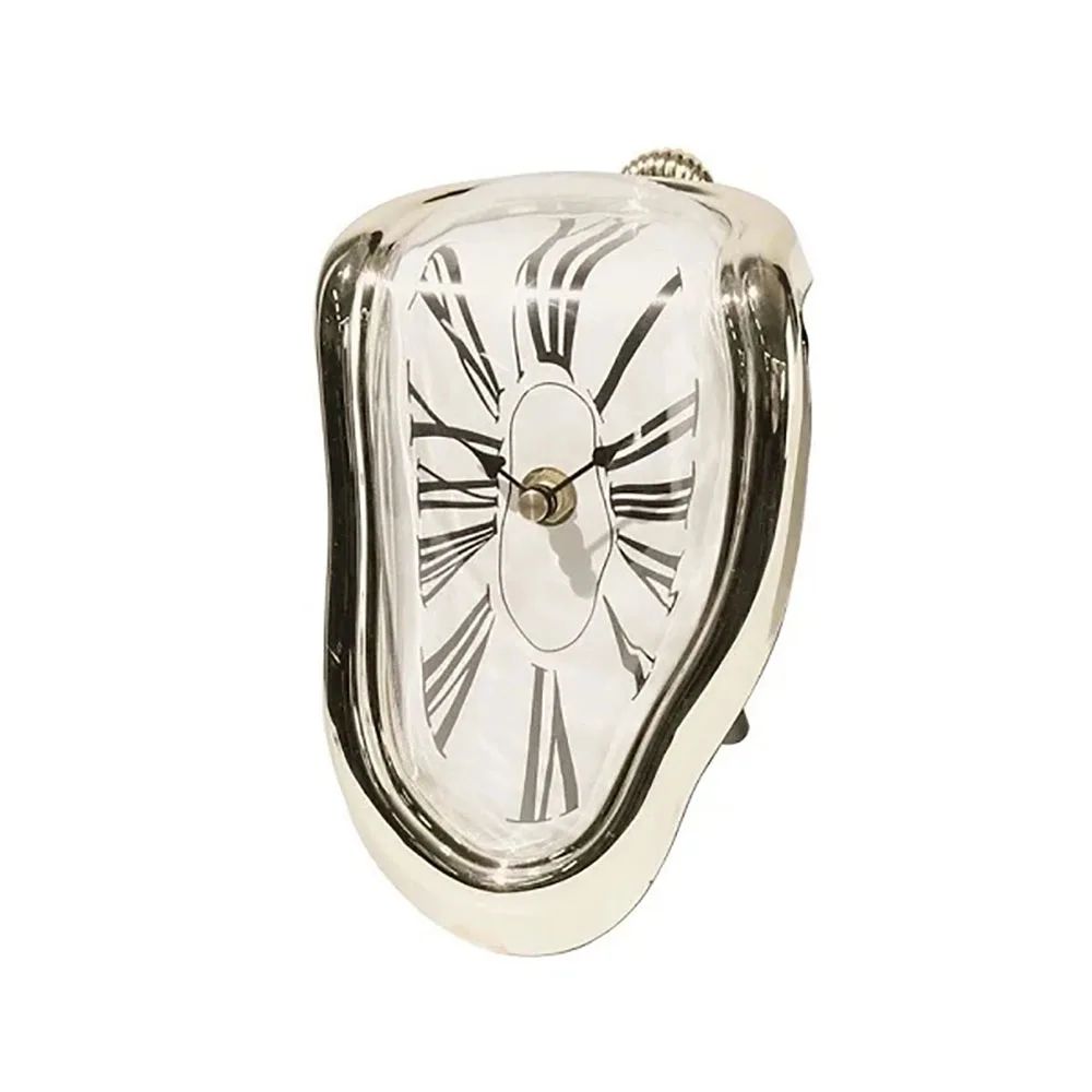 Vintage Melting Clock Surreal Desk Decor Silent Timepiece 8