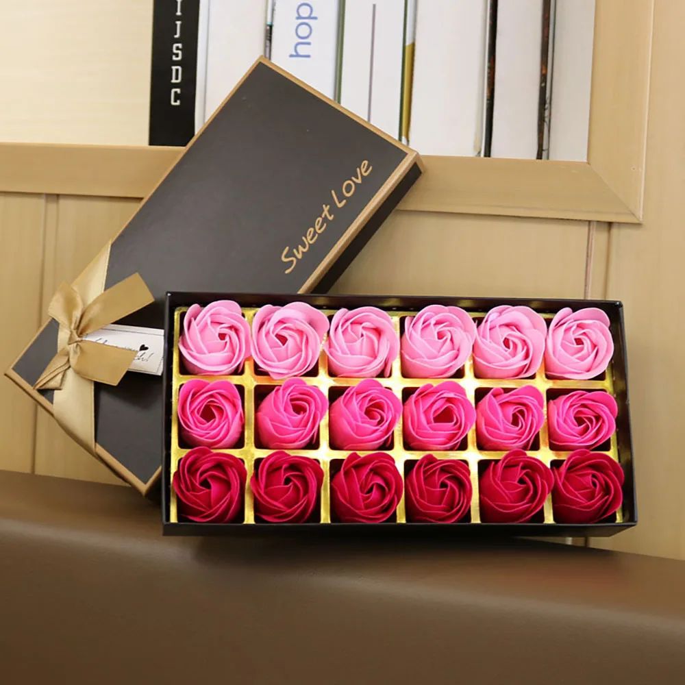 Luxury Soap Rose Gift Box Romantic Bath Flower Set 8