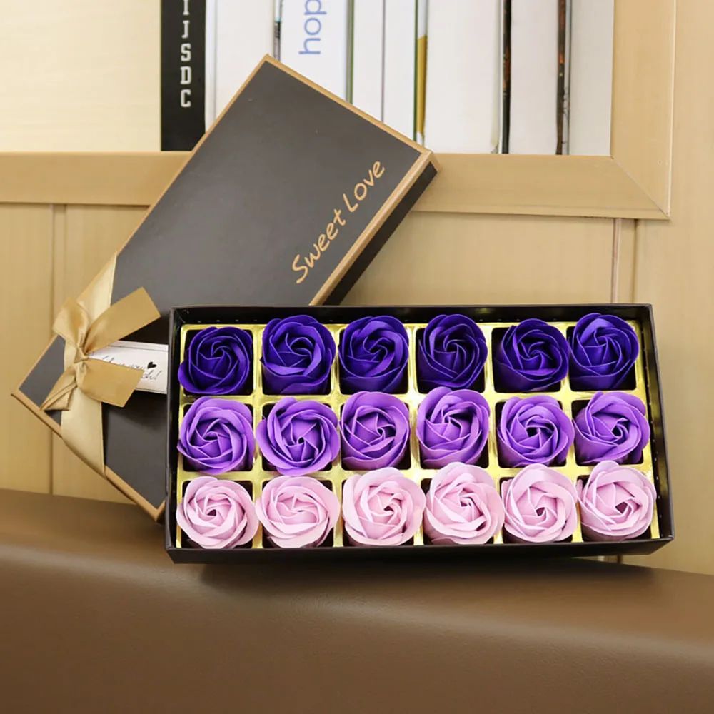 Luxury Soap Rose Gift Box Romantic Bath Flower Set 10