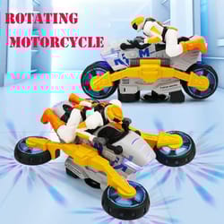 transforming stunt motorcycle toy 360 rotating light music car