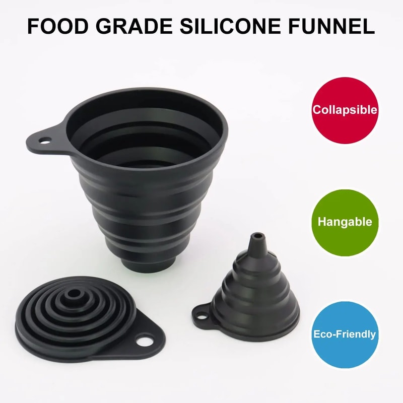 Silicone Funnel Set Collapsible Kitchen Funnel For Bottles 3 Pack 4