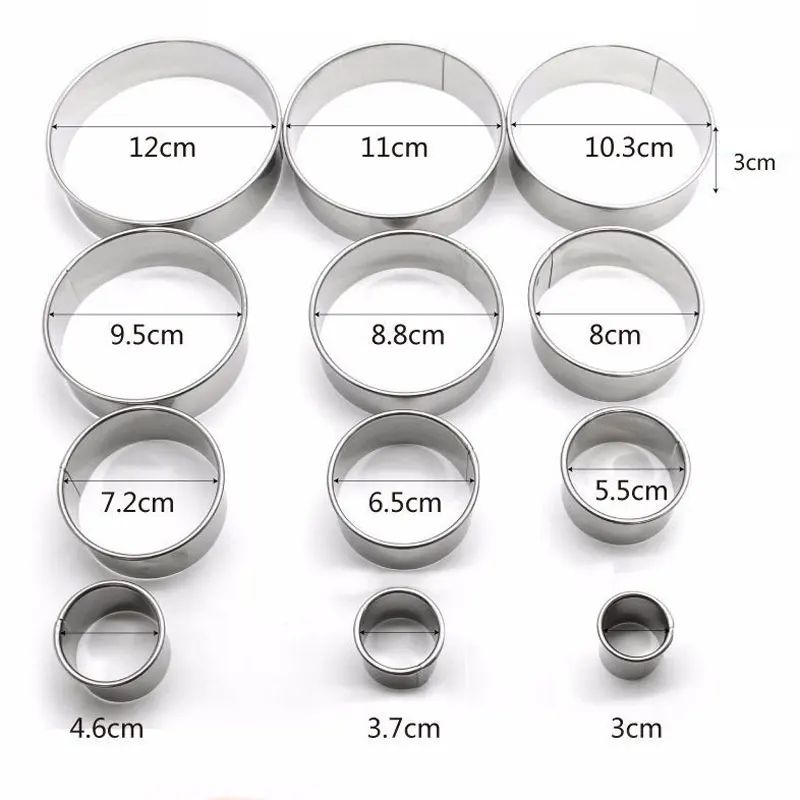 Stainless Steel Mousse Ring Set Round Cake Cutter Baking Molds 5